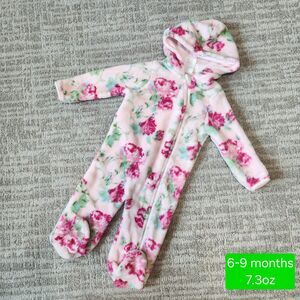 Laura Ashley Plush Hood Coverall Pink Floral Sleeper bunting size 6-9 months